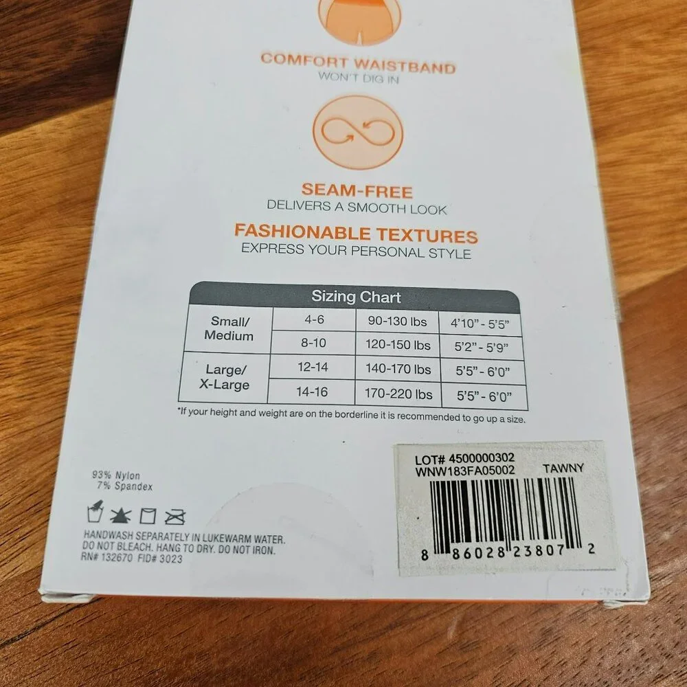 Warners Blissful Benefits Fashion Tights L XL Tawny Nylon Stretch One Pair New